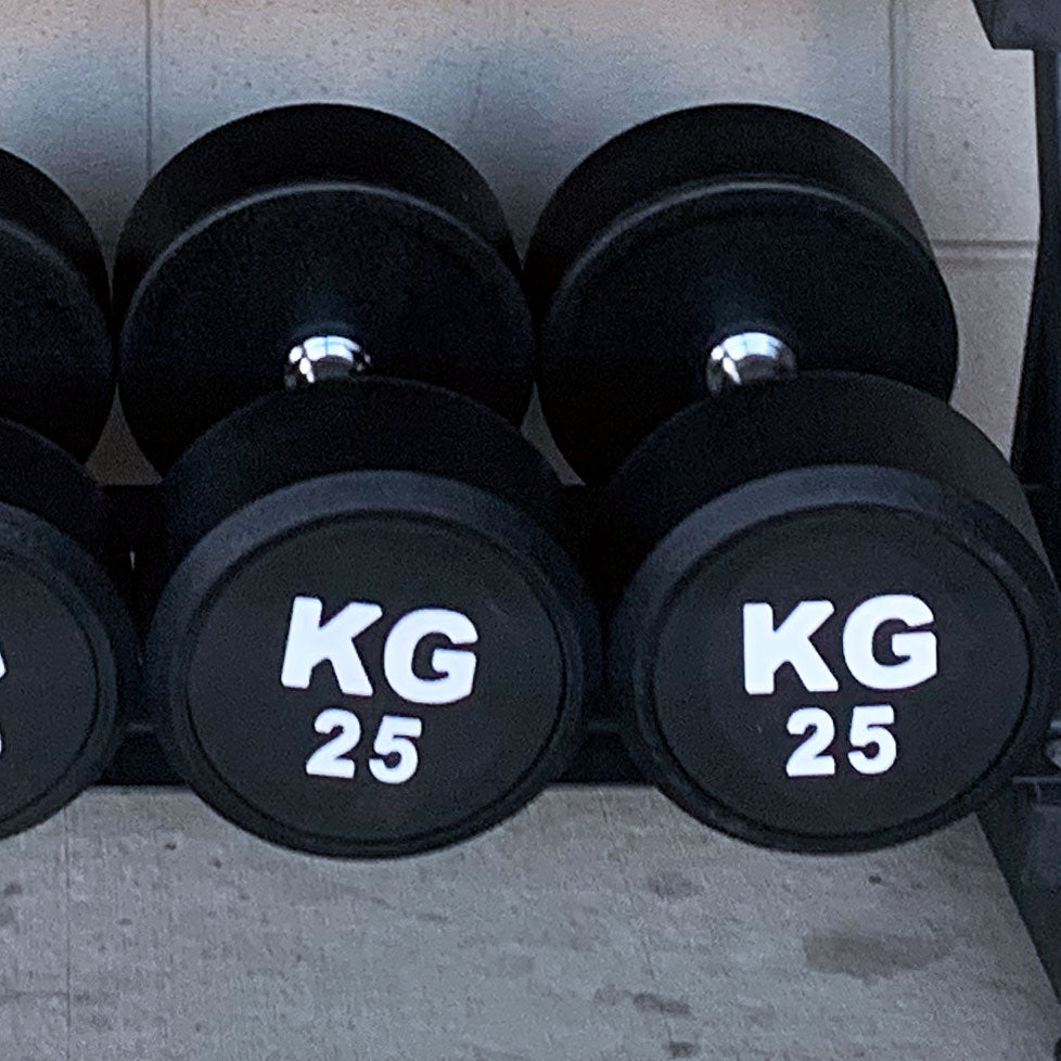 275KG Round Black Rubber Dumbbells with Dumbbell Rack (EZ037C275KG) Thick Handle 10 Pairs