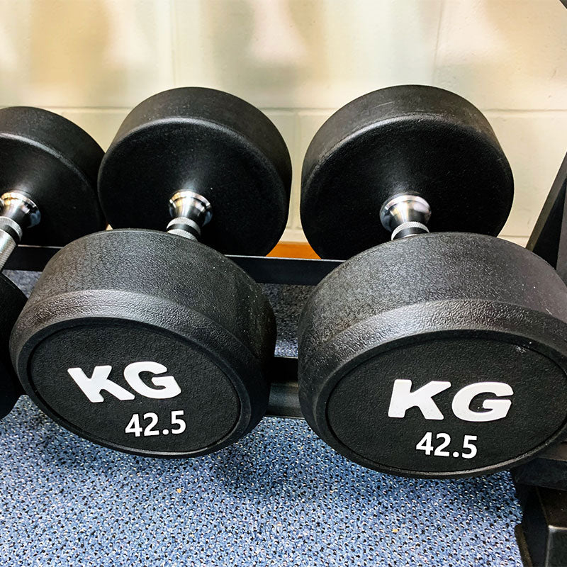 42.5KGx2 Rubber Round Dumbbells Black (EZ037-17x2) Thick Handle 33mm - www.ezyliving.co.nz