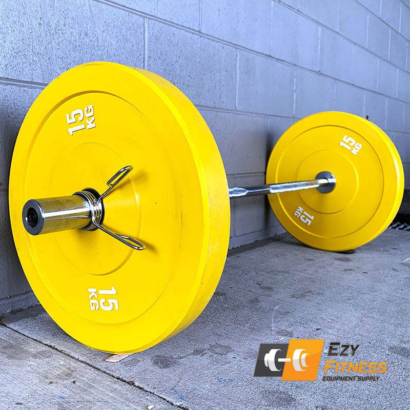 120KG Color Bumper Combo: Olympic Bar 7ft 700lbs 2.2m+100KG Color Plates D445mm - www.ezyliving.co.nz